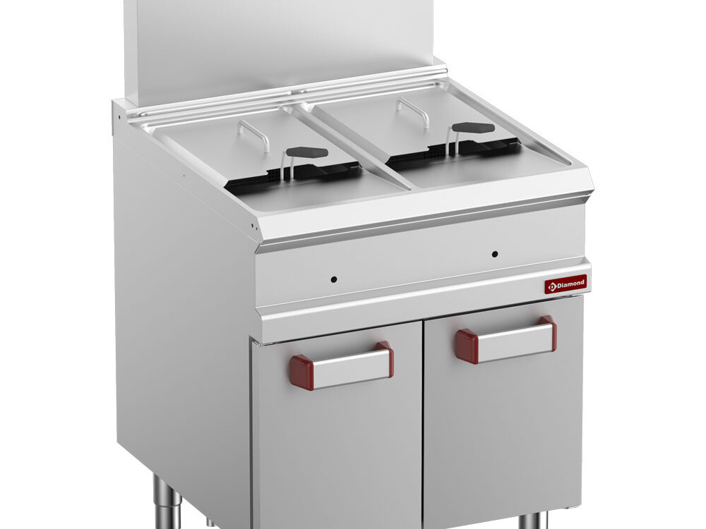 Friteuse gaz 2 cuves 14 litres sur armoire - professionnel professionnel de qualité