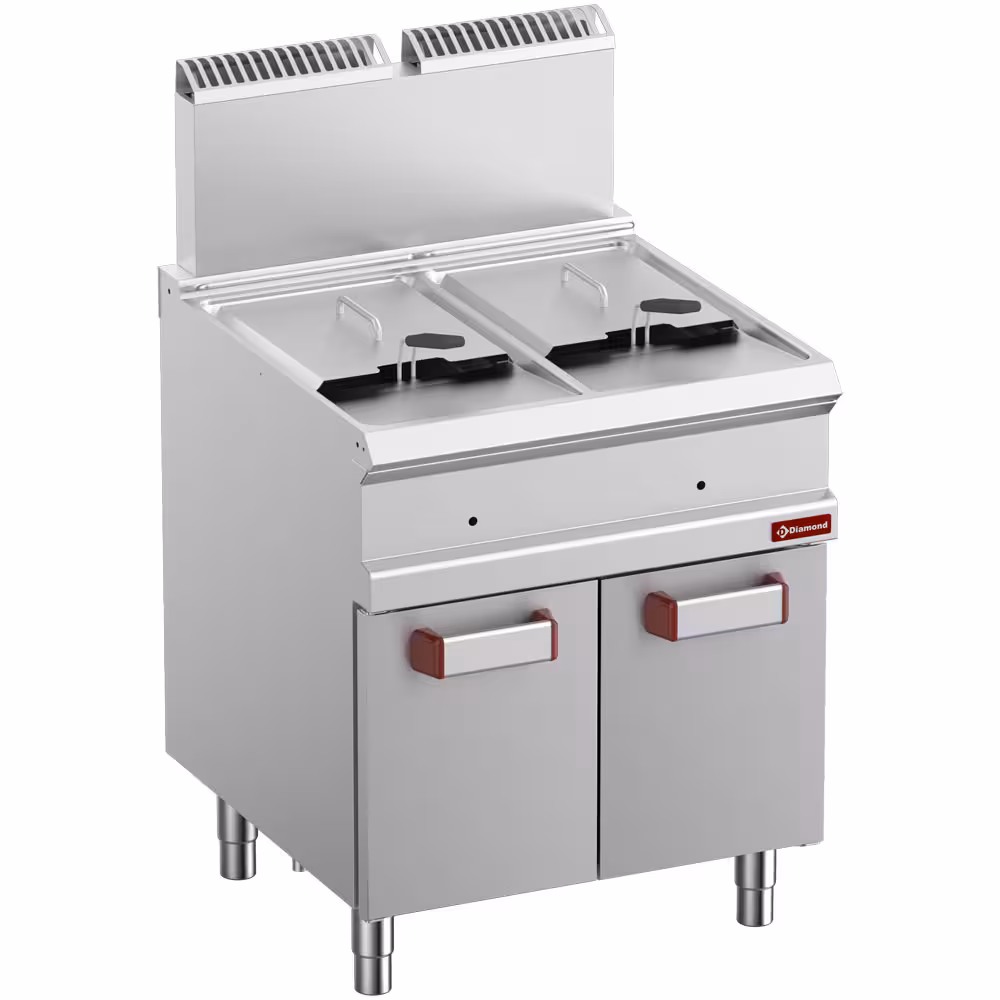 Friteuse gaz 2 cuves 14 litres sur armoire - professionnel professionnel de qualité