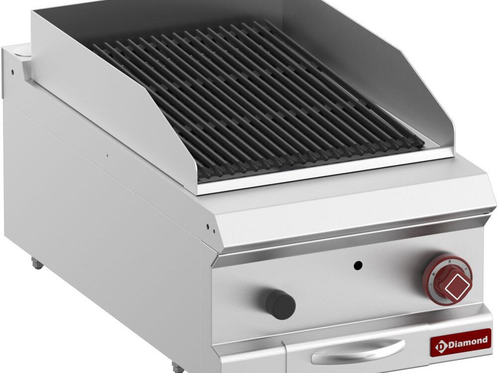Grill pierre de lave, module 1/2, grille en fonte