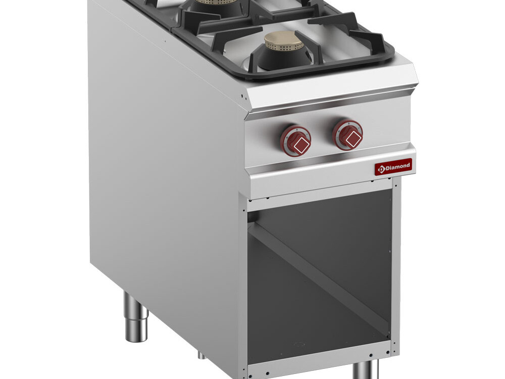 Fourneau 2 feux gaz, armoire ouverte - professionnel professionnel de qualité