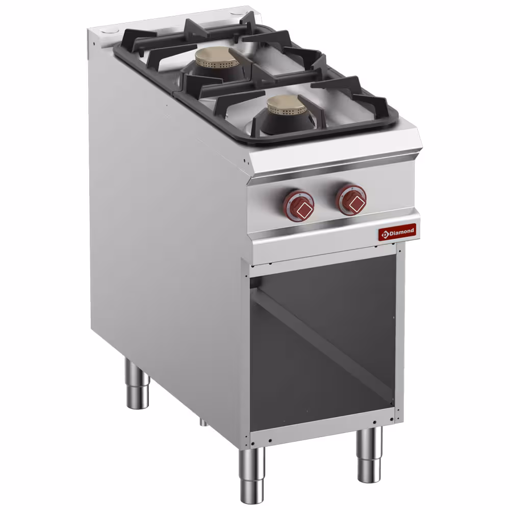 Fourneau 2 feux gaz,  armoire ouverte - professionnel professionnel de qualité