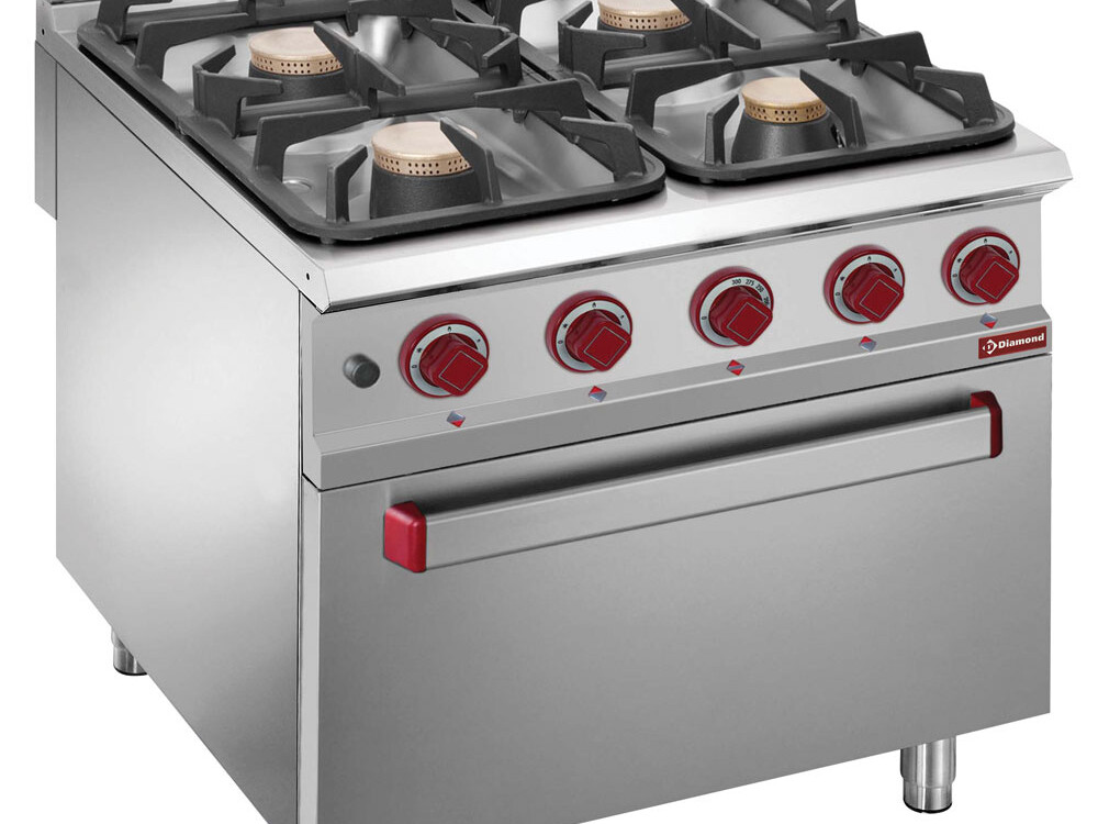 Fourneau 4 feux gaz,  four électrique 2/1 - équipement professionnel de qualité