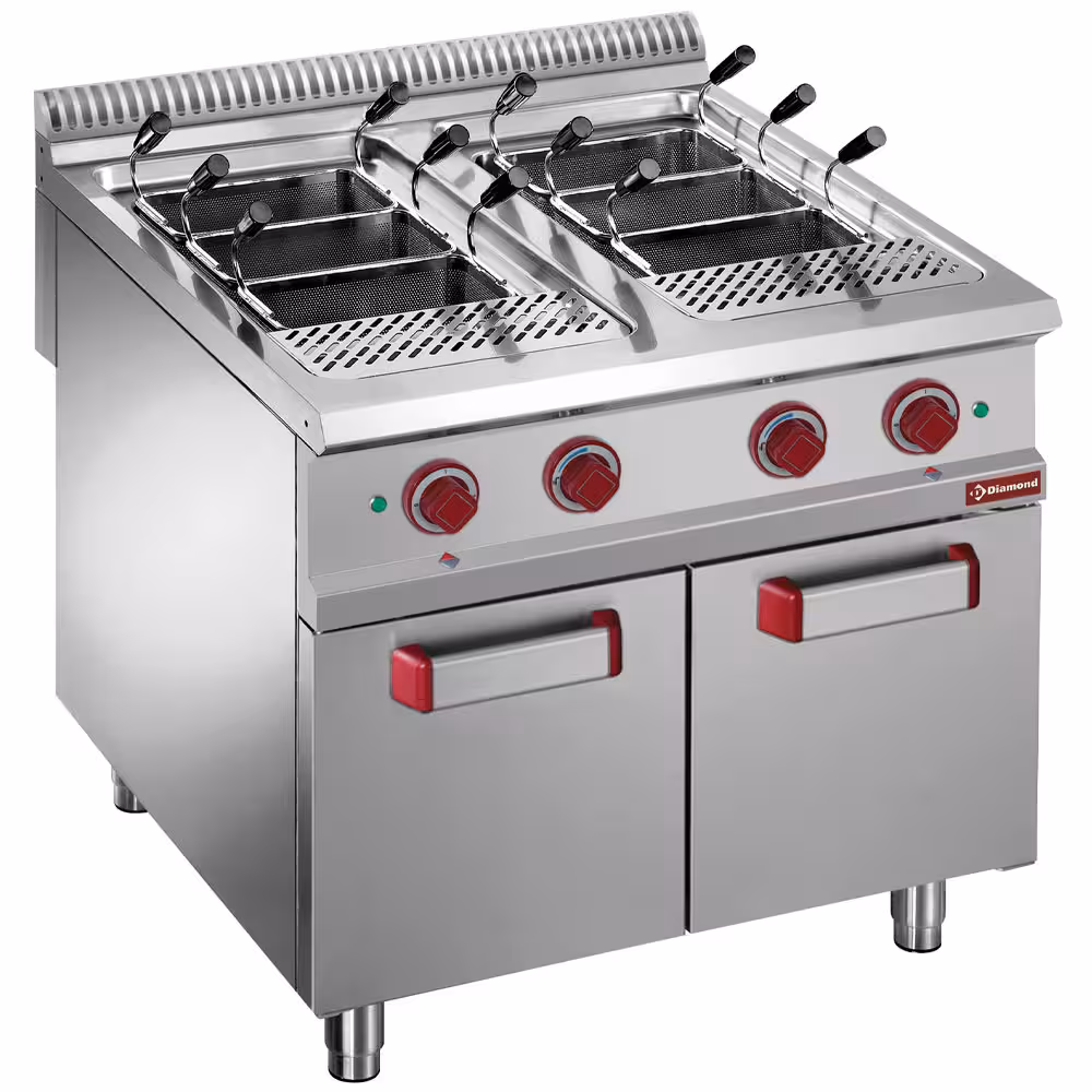 Cuiseur à pâtes gaz,  2 cuves 40 lit. sur meuble fermé... - cuisine professionnel de qualité