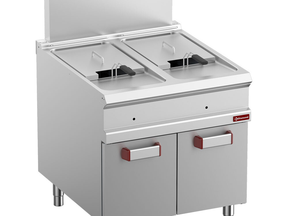 Friteuse gaz 2 cuve 18 lit. (2x 18 kW) sur meuble fermé - professionnel professionnel de qualité