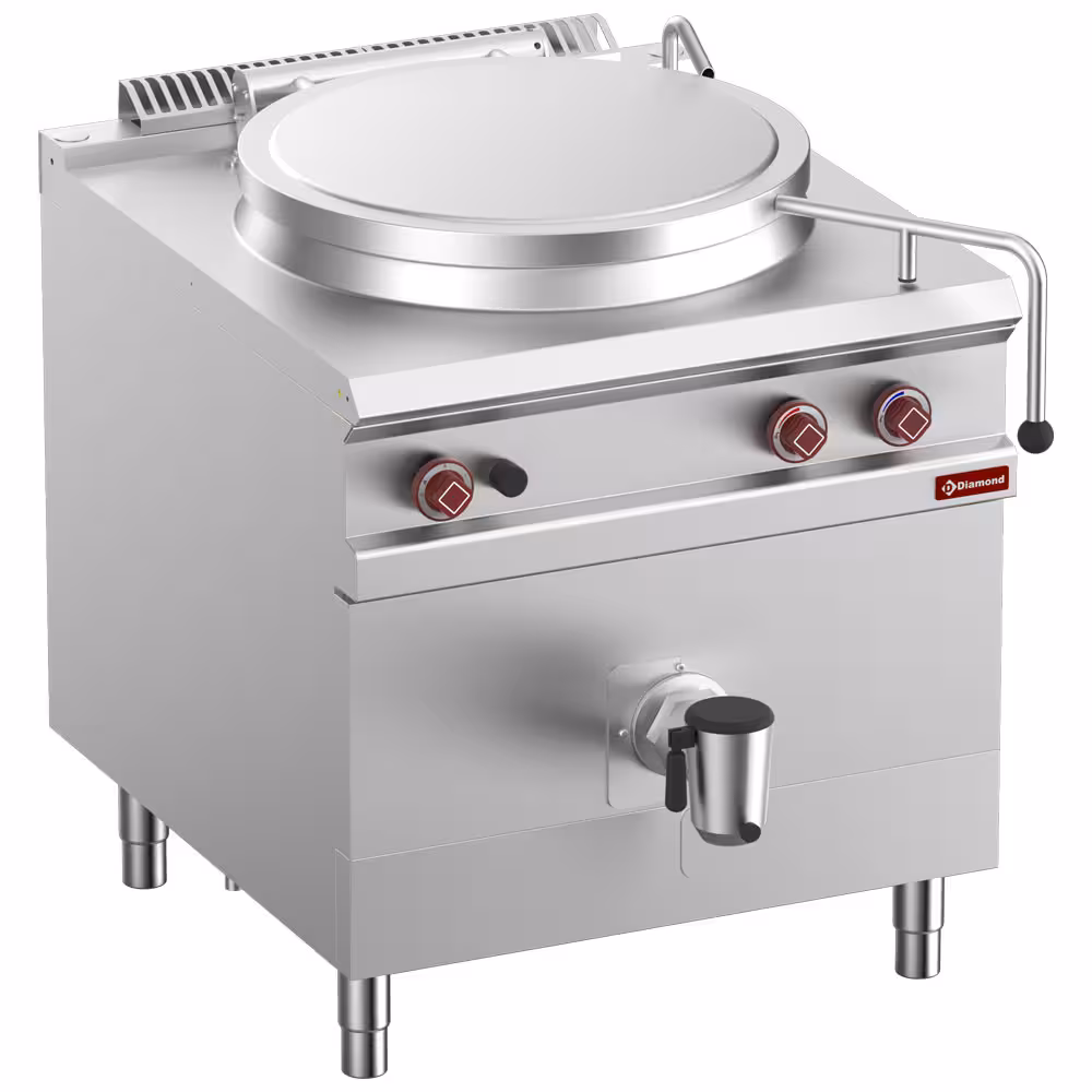 Marmite gaz,  cuve 150 lit. chauffage direct,  sur meuble - cuisine professionnel de qualité