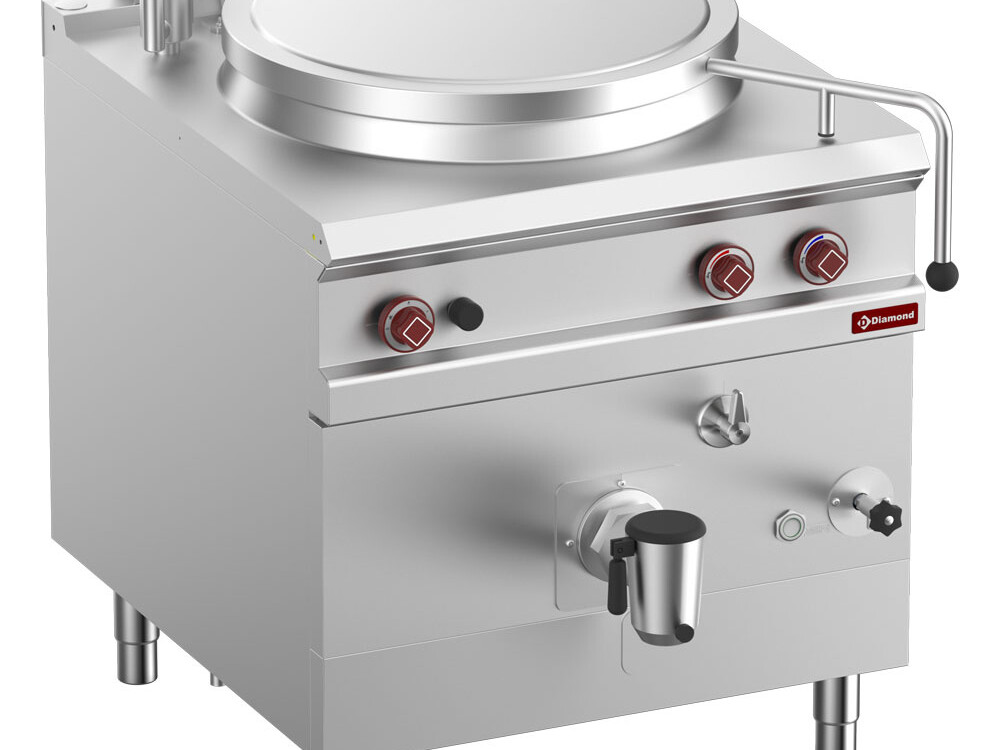 Marmite gaz,  cuve 150 lit. chauffage indirect,  sur meuble - restauration professionnel de qualité