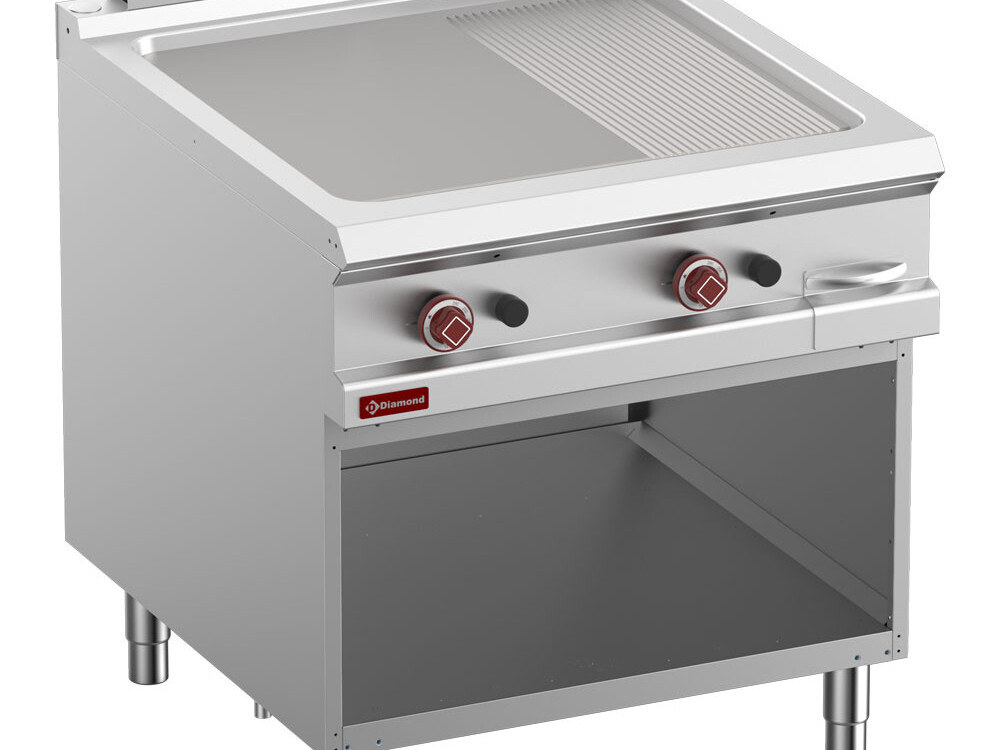 Plaque de cuisson 2/3 lisse &,  1/3 rainurée gaz modu... - cuisine professionnel de qualité