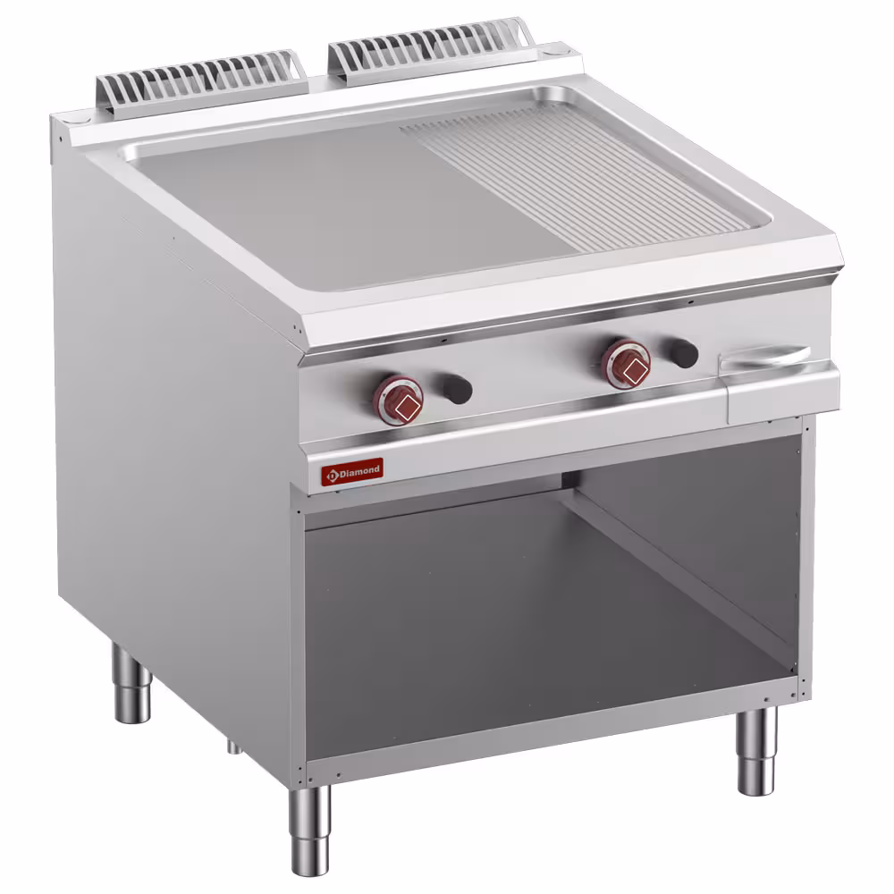 Plaque de cuisson 2/3 lisse &,  1/3 rainurée gaz modu... - cuisine professionnel de qualité