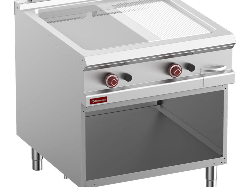 Plaque de cuisson 2/3 lisse &, 1/3 rain., chrom. Mod... - restauration professionnel de qualité