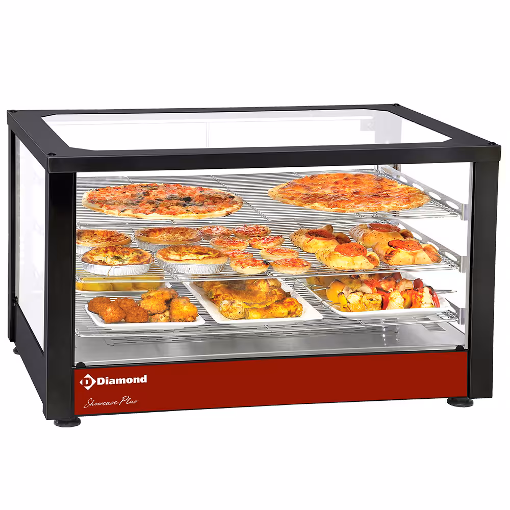 Vitrine chauffante ventilée,  3 niveaux,  panoramique (N... - équipement professionnel de qualité