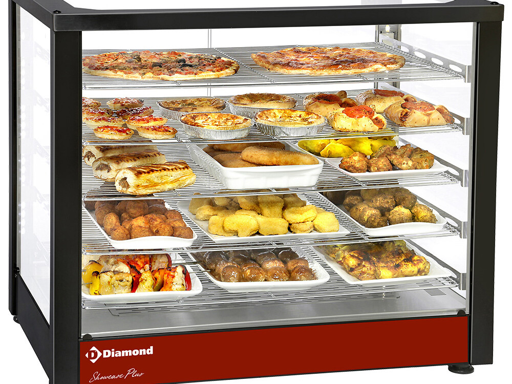 Vitrine chauffante ventilée,  5 niveaux,  panoramique (N... - équipement professionnel de qualité