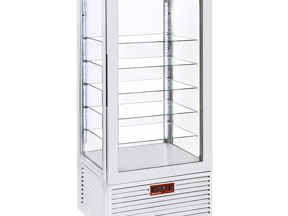 Vitrine 4 faces T° négative , 5 étagères en verre , ... - équipement professionnel de qualité