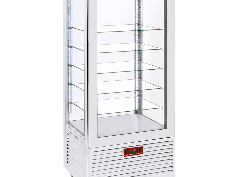 Vitrine 4 faces T° positive,  5 étagères en verre,  ve... - professionnel professionnel de qualité