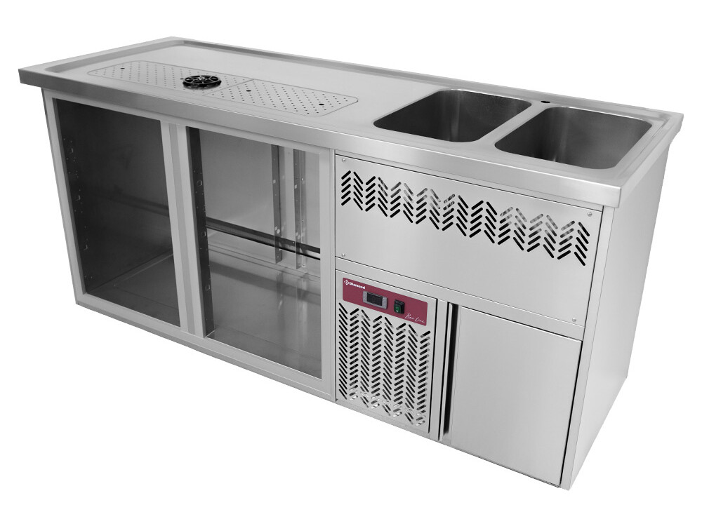 Comptoir bar 2 compartiments,  égoutoir+grille,  2 cuves... - restauration professionnel de qualité