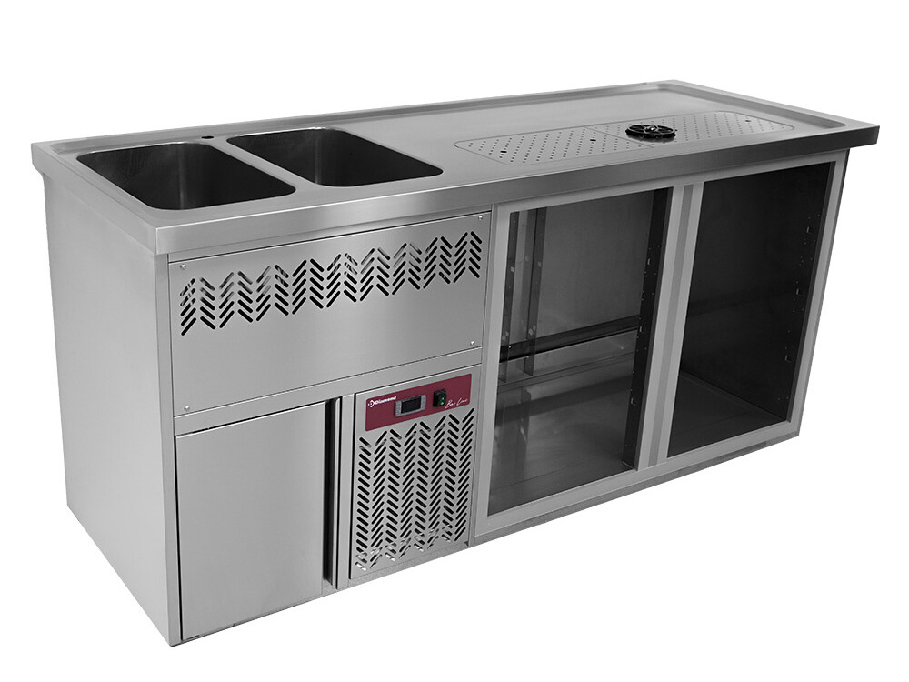 Comptoir bar 2 compartiments, égoutoir+grille, 2 cuves... - restauration professionnel de qualité