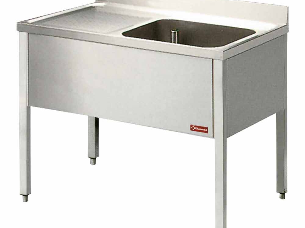Plonge 1 cuve et 1 égouttoir à gauche,  avec piétement - équipement professionnel de qualité