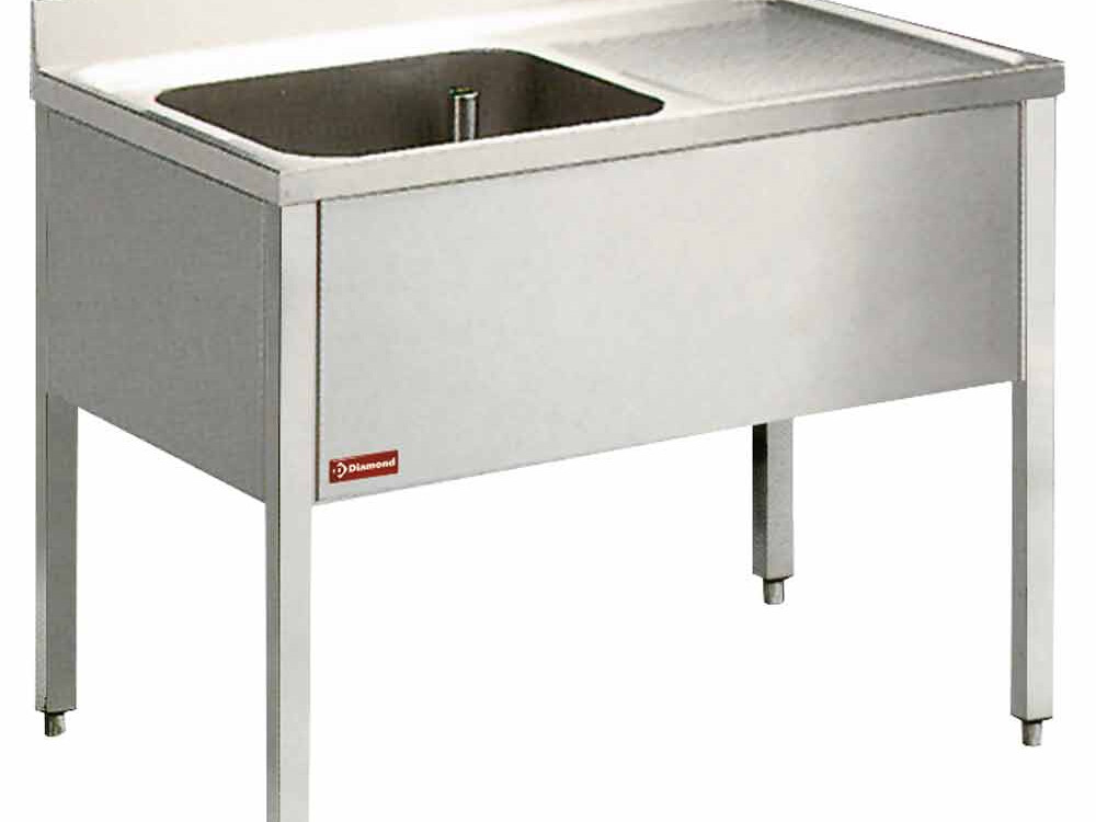 Plonge 1 cuve et 1 égouttoir à droite, avec piétement - professionnel professionnel de qualité