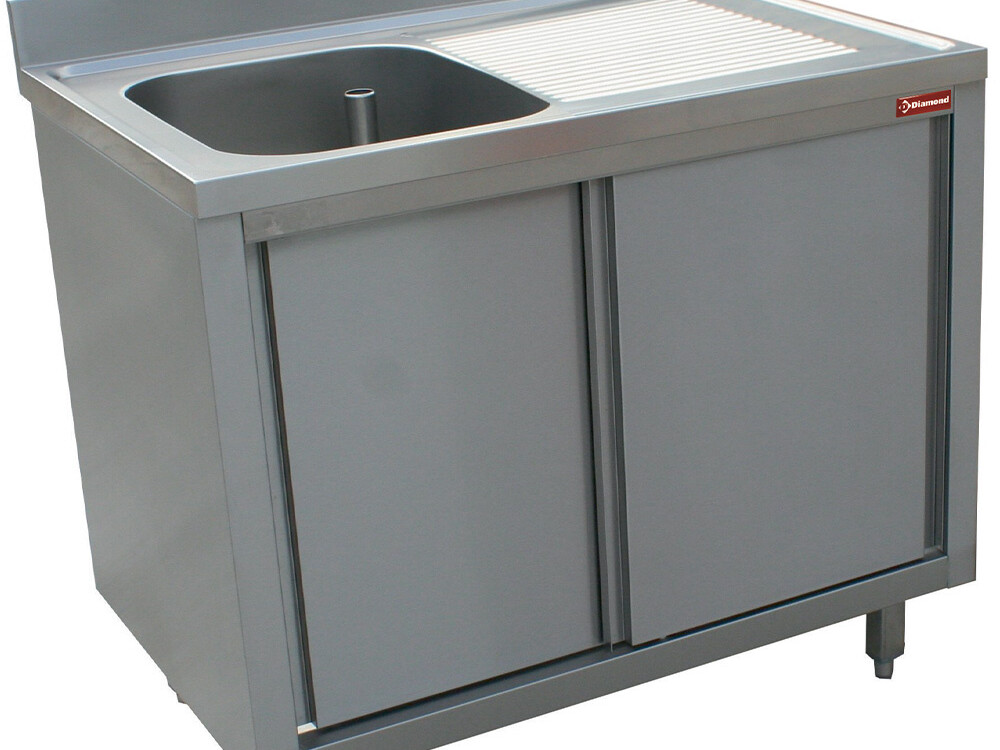 Plonge 1 cuve égouttoir droit sur armoire 2 portes couli... - équipement professionnel de qualité