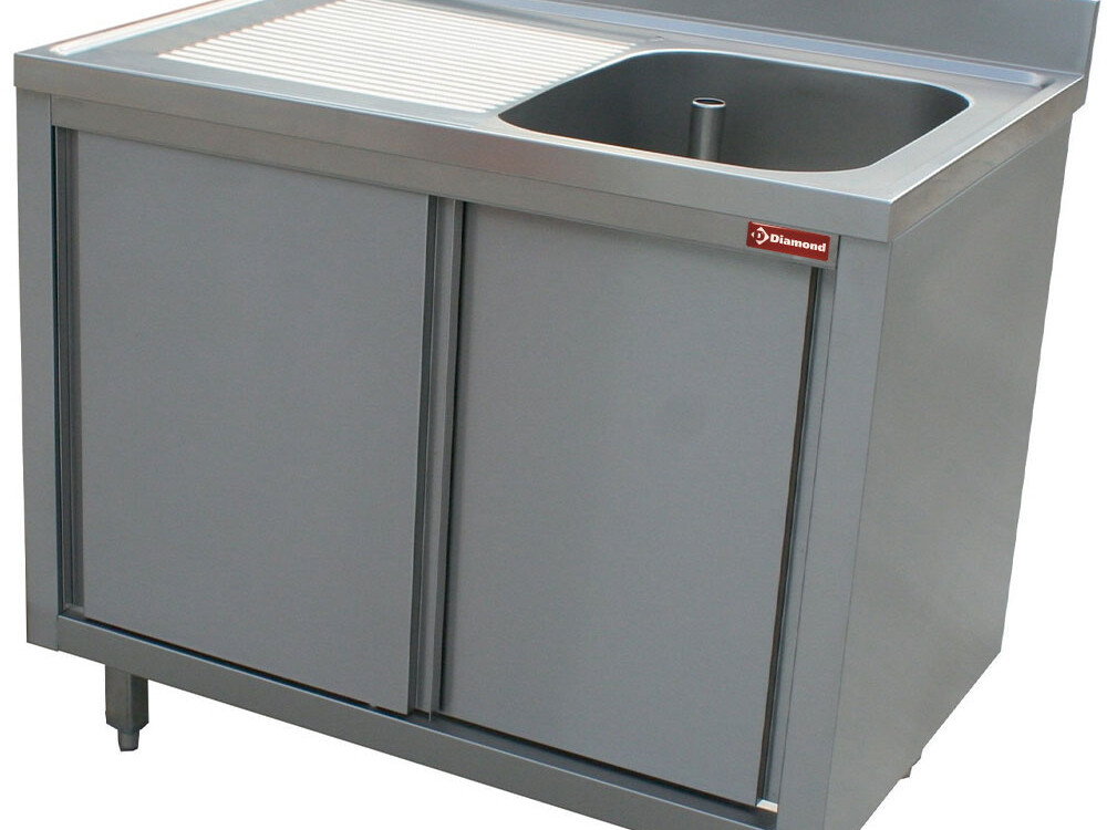 Plonge 1 cuve égouttoir gauche sur armoire 2 portes coul... - professionnel professionnel de qualité