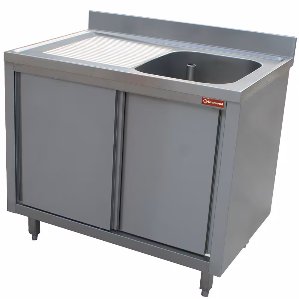 Plonge 1 cuve égouttoir gauche sur armoire 2 portes coul... - professionnel professionnel de qualité