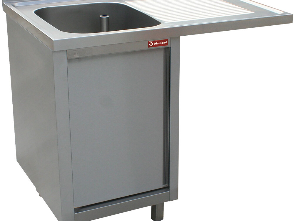 Plonge 1 cuve,  égouttoir à droite,  sur armoire 1 port... - équipement professionnel de qualité