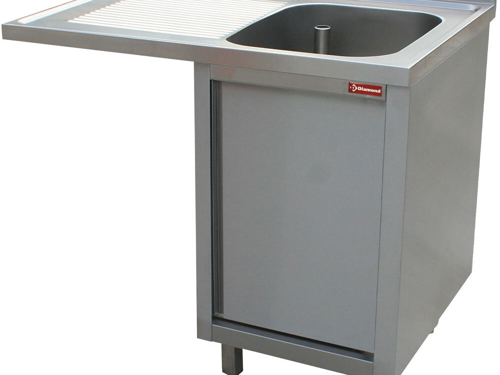 Plonge 1 cuve, égouttoir à gauche, sur armoire 1 port... - restauration professionnel de qualité