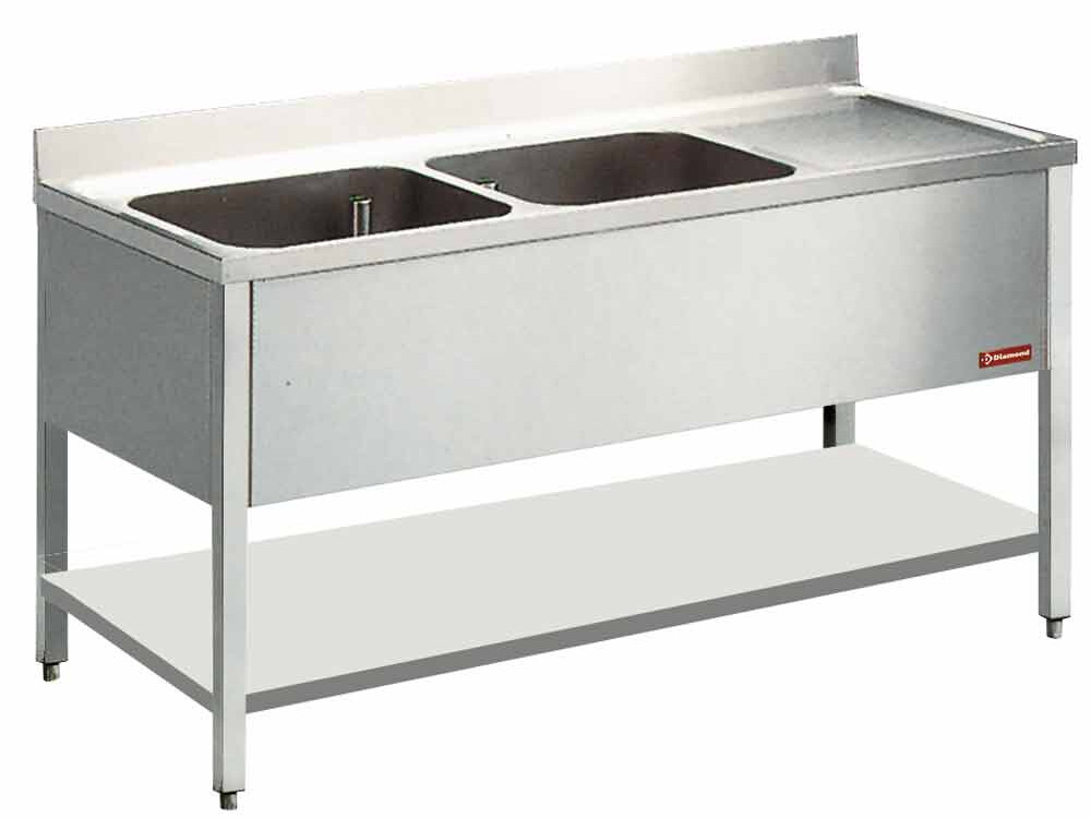 Plonge 2 cuves et 1 égouttoir - cuisine professionnel de qualité