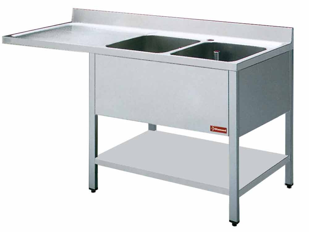 Plonge 2 cuves et 1 égouttoir - équipement professionnel de qualité