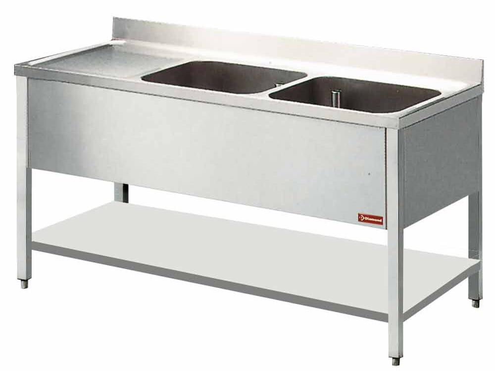 Plonge 2 cuves et 1 égouttoir - équipement professionnel de qualité
