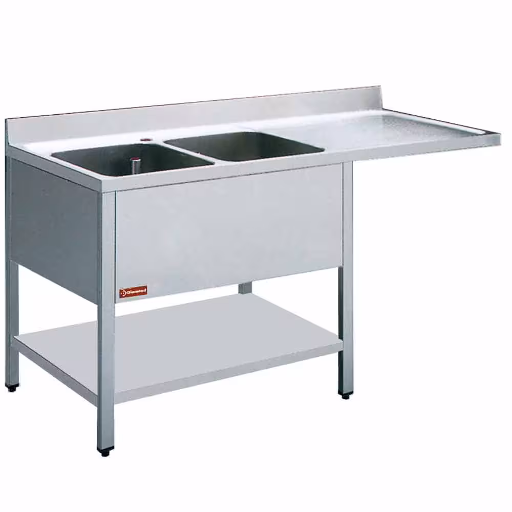 Plonge 2 cuves et 1 égouttoir - cuisine professionnel de qualité