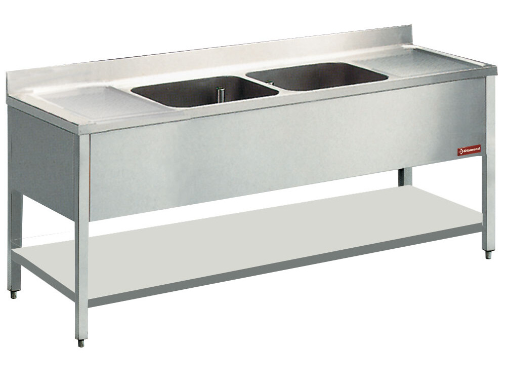 Plonge 2 cuves 2 egout.+piet. - cuisine professionnel de qualité