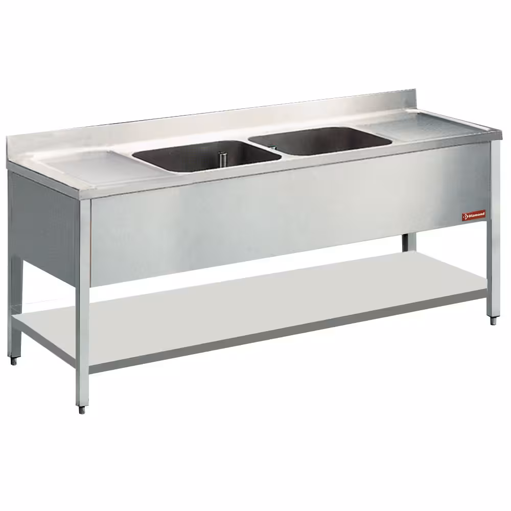 Plonge 2 cuves 2 egout.+piet. - cuisine professionnel de qualité