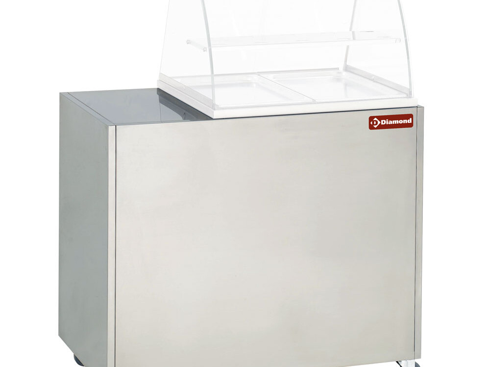 Meuble inox support vitrine -211,  sur roulettes - cuisine professionnel de qualité