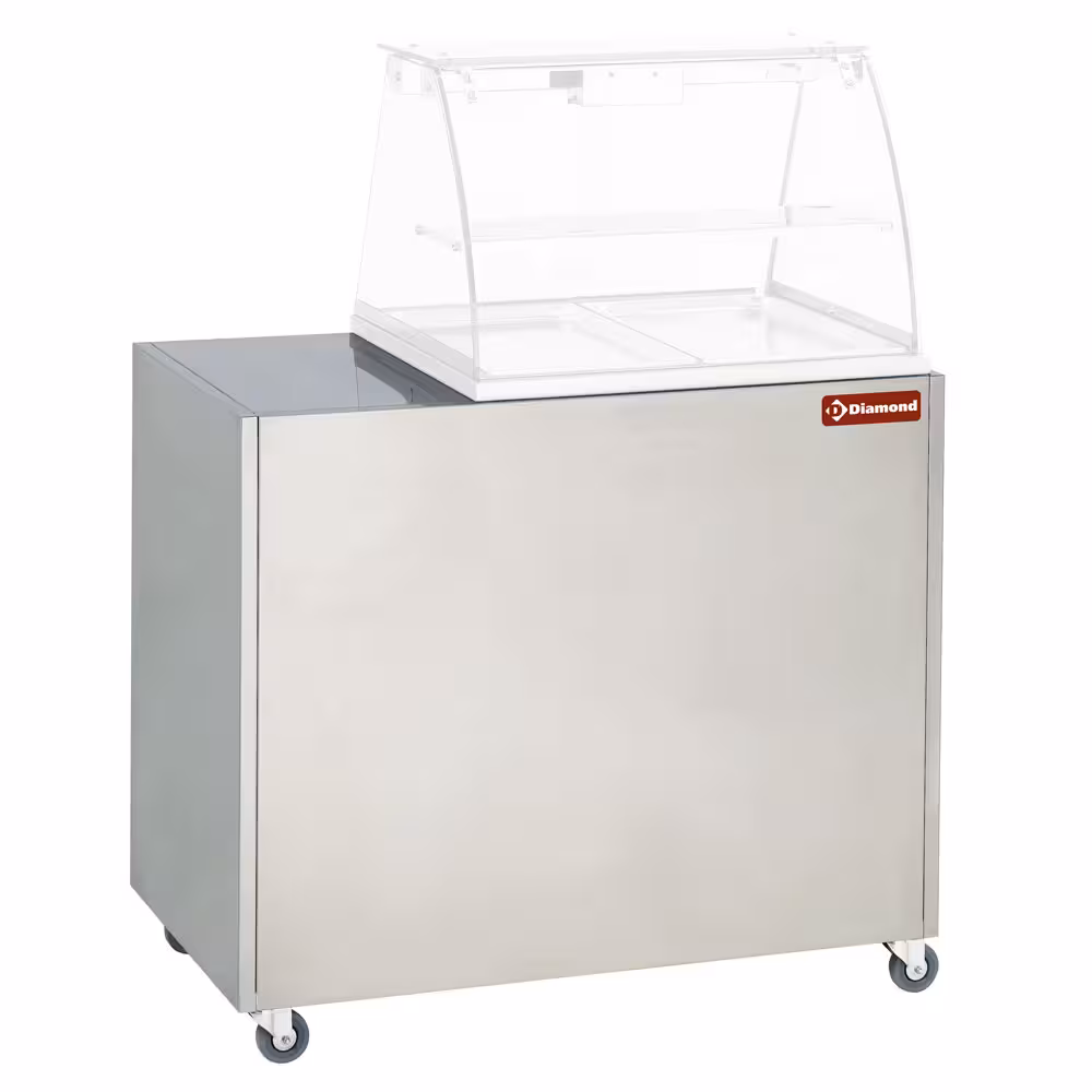 Meuble inox support vitrine -211,  sur roulettes - cuisine professionnel de qualité