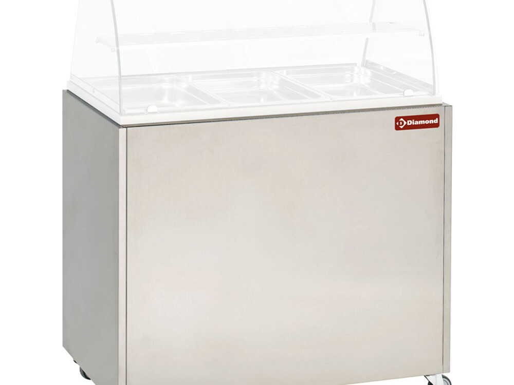 Meuble inox support vitrine -311,  sur roulettes - équipement professionnel de qualité