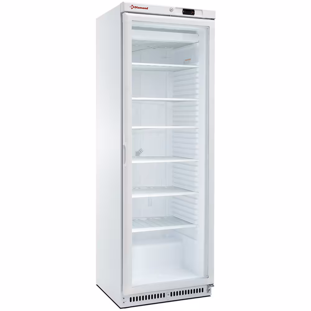 Armoire congélateur statique,  vitrée,  400 litres. blanc - équipement professionnel de qualité