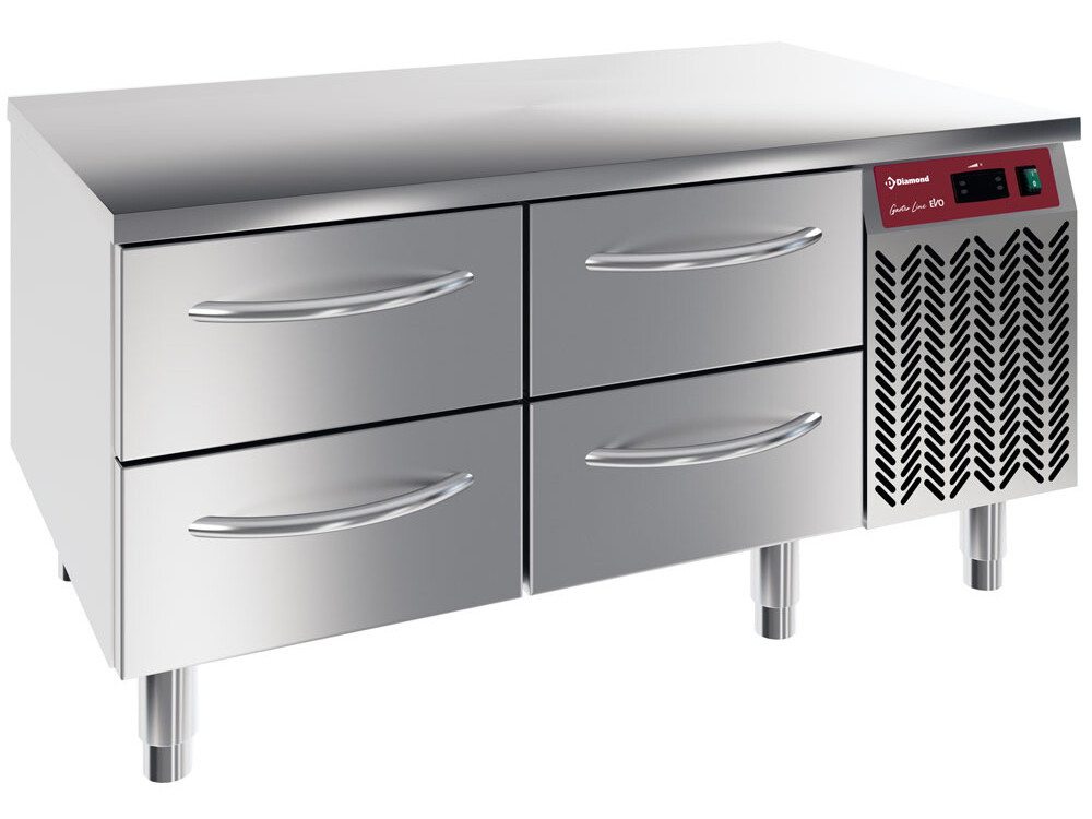 Soubassement réfrigéré, 4x 1/2 tiroirs 1/1-h 100 mm - professionnel professionnel de qualité