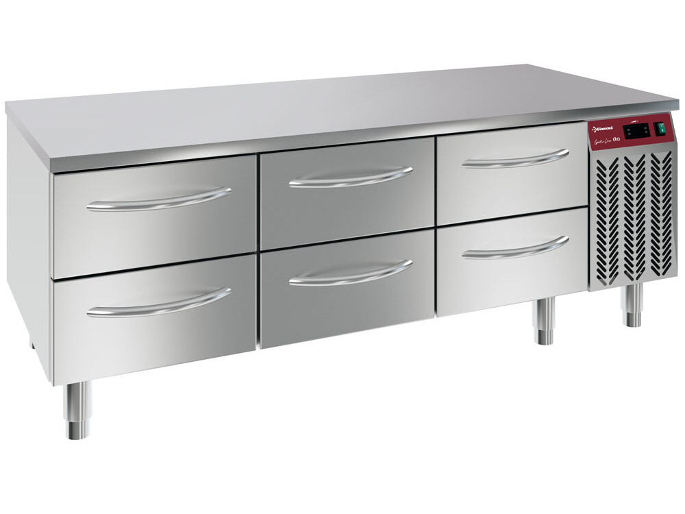 Soubassement réfrigéré, 6x 1/2 tiroirs 1/1-h 100 mm - restauration professionnel de qualité