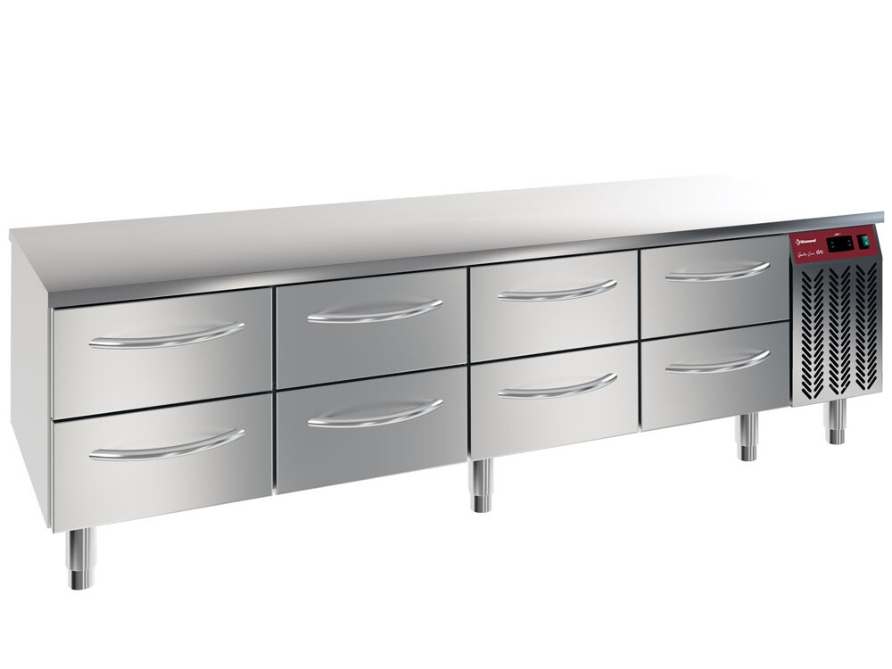 Soubassement réfrigéré,  8x 1/2 tiroirs 1/1-h 100 mm - restauration professionnel de qualité
