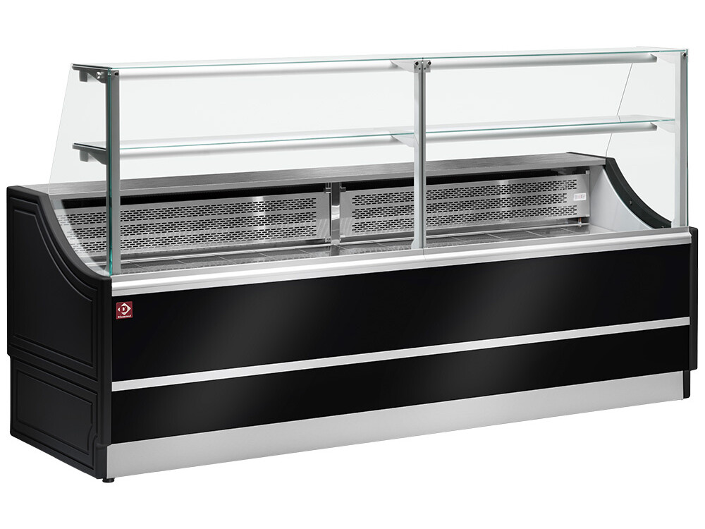 Comptoir vitrine réfrigérée à vitre droite 90°, ave... - cuisine professionnel de qualité