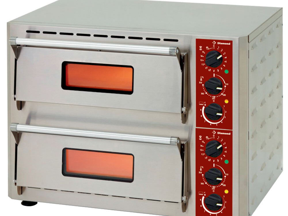 Four électrique pizzas, 2 chambres (3+3 kW) mm - équipement professionnel de qualité