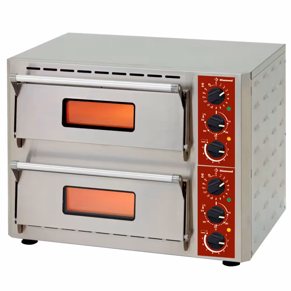 Four électrique pizzas,  2 chambres (3+3 kW) mm - équipement professionnel de qualité