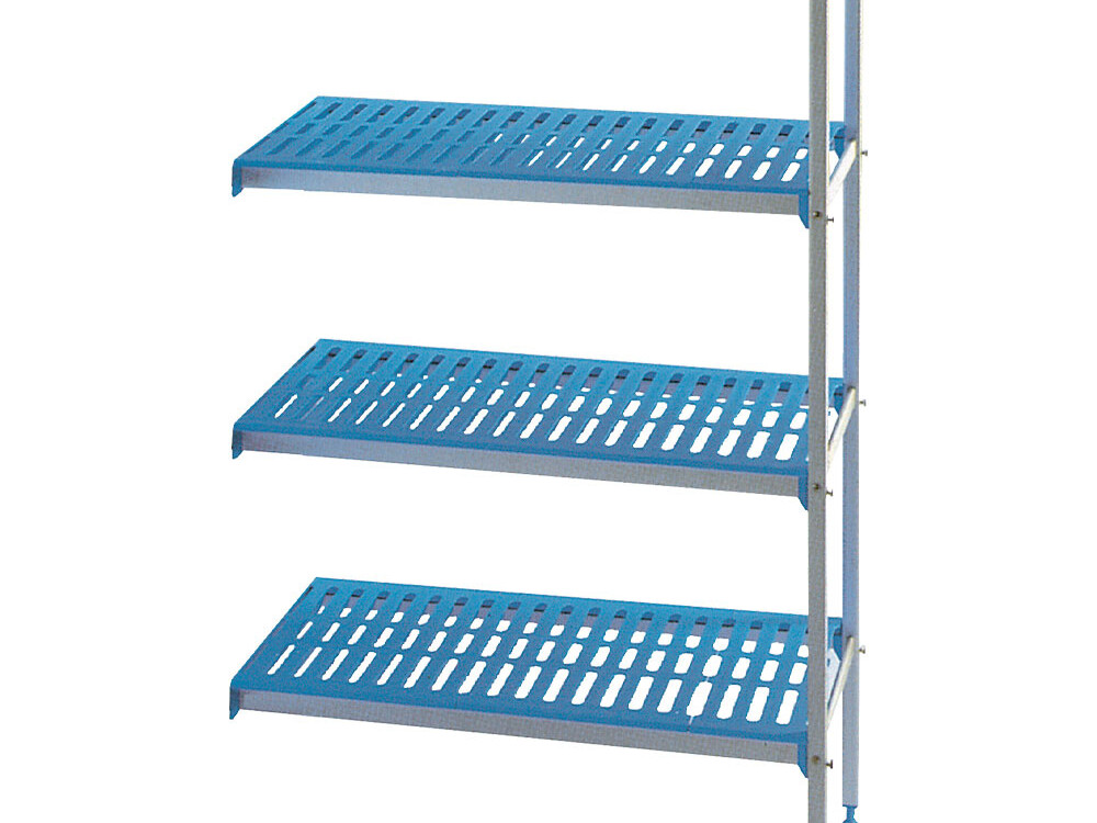 Rayonnage angulaire en aluminium anodisé 4 niveaux 