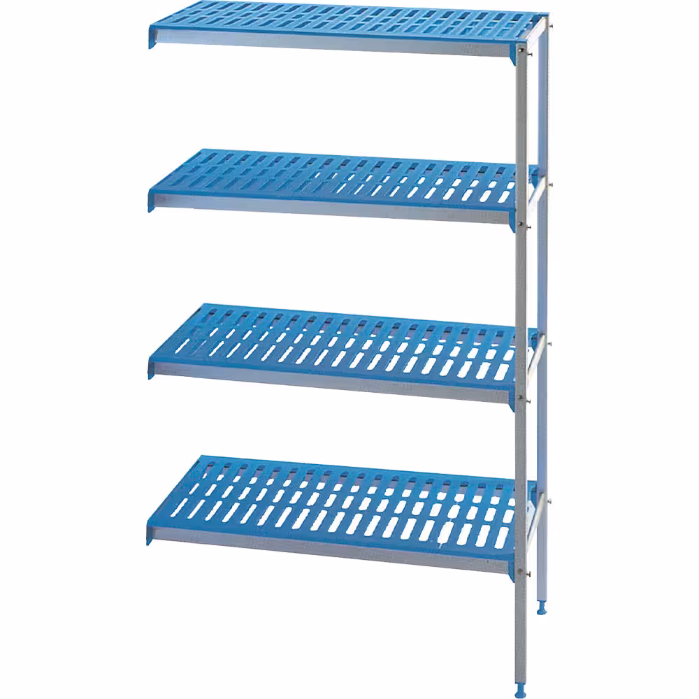 Rayonnage angulaire en aluminium anodisé 4 niveaux 