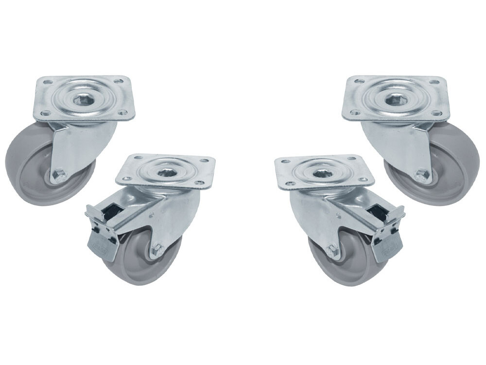 Kit 4 roues Ø100 pivotantes armoires,  2 avec freins - professionnel professionnel de qualité
