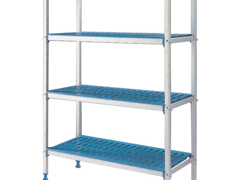 Rayonnage linéaire en aluminium anodisé 4 niveaux 