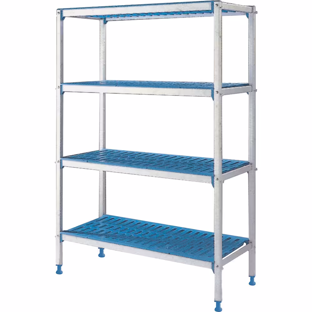 Rayonnage linéaire en aluminium anodisé 4 niveaux 
