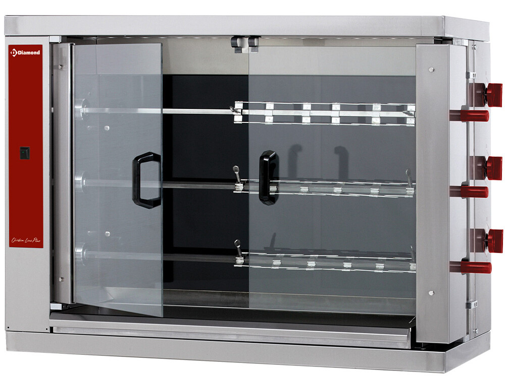 Rôtissoire électrique vitrocéramique, 3 broches (18 p... - professionnel professionnel de qualité