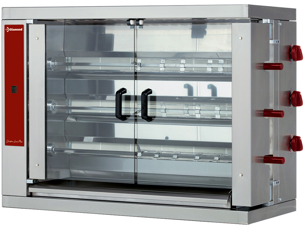 Rôtissoire gaz 3 broches (18 poulets) - restauration professionnel de qualité