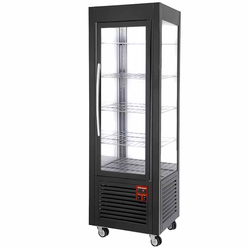 Vitrine panoramique,  5 grilles,  360 ,  Noire - cuisine professionnel de qualité